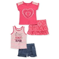 Pink Velvet Girls/' Glitter and Tie Dye 4-Piece Shorts Set Outfit